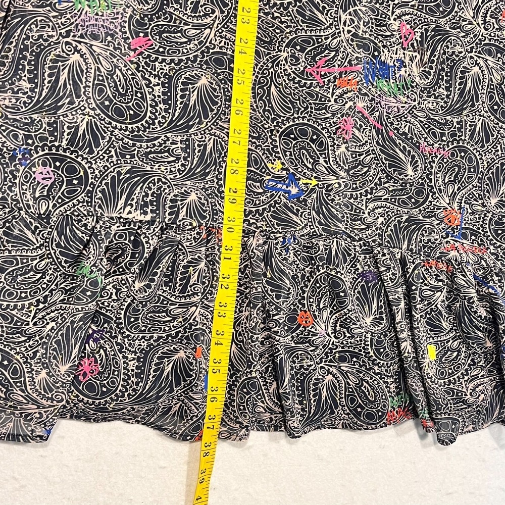 Vilagallo Dress Blue Paisley Art Lightweight Sheer Sleeves‎ Lined Pockets 14/46 - Picture 13 of 13